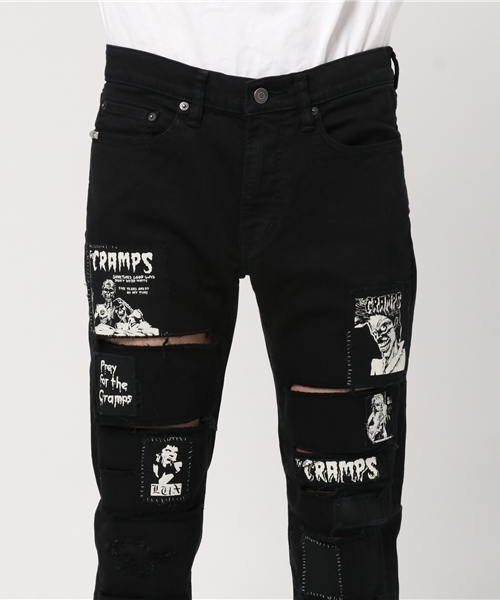 HYSTERIC GLAMOUR（ヒステリックグラマー）の「CR/CRUSH＆PATCHリメイク SチノスリムPT（デニムパンツ・メンズ・ブラック・28inch/29inch/30inch/31inch/32inch/34inch）」の4枚目の写真