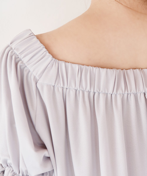 Luz Llena（ラズレナ）の「[接触冷感][2way]袖リボン・カットソーブラウス（シャツ/ブラウス・レディース・イエロー/オフホワイト/グレー・MEDIUM）」の4枚目の写真