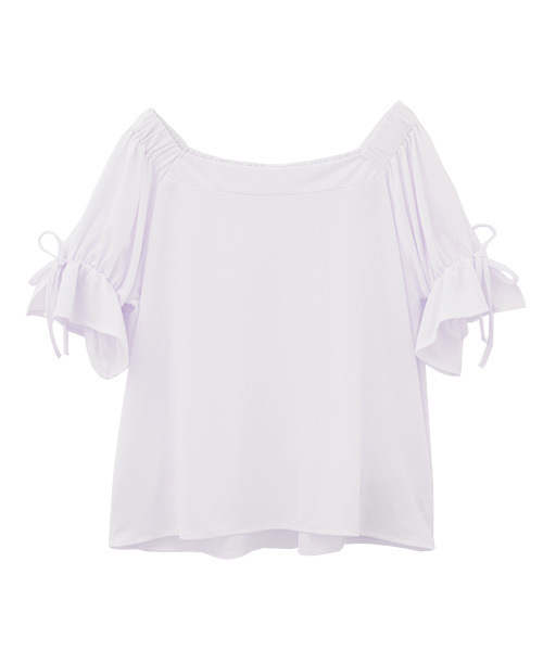 Luz Llena（ラズレナ）の「[接触冷感][2way]袖リボン・カットソーブラウス（シャツ/ブラウス・レディース・イエロー/オフホワイト/グレー・MEDIUM）」の7枚目の写真