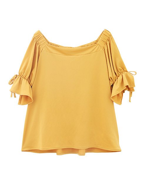 Luz Llena（ラズレナ）の「[接触冷感][2way]袖リボン・カットソーブラウス（シャツ/ブラウス・レディース・イエロー/オフホワイト/グレー・MEDIUM）」の8枚目の写真