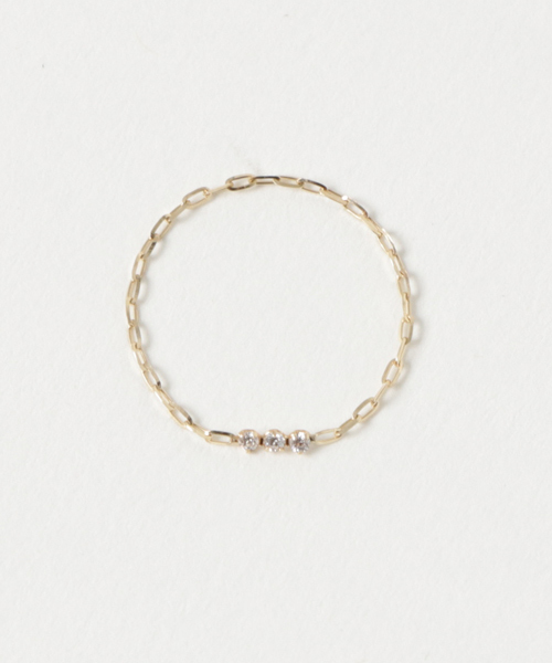 Phoebe（フィービィー）の「【K10】タイニービジューチェーンリング/BOX付き　ピンキーリング（リング・レディース・ゴールド・#13/#7/#11/#3）」の3枚目の写真