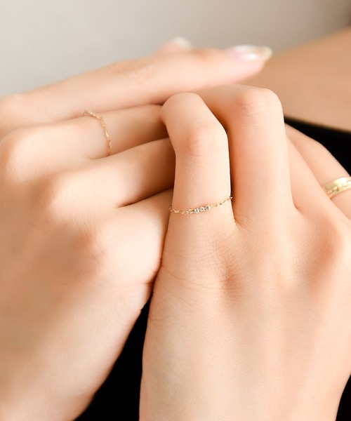 Phoebe（フィービィー）の「【K10】タイニービジューチェーンリング/BOX付き　ピンキーリング（リング・レディース・ゴールド・#13/#7/#11/#3）」の7枚目の写真