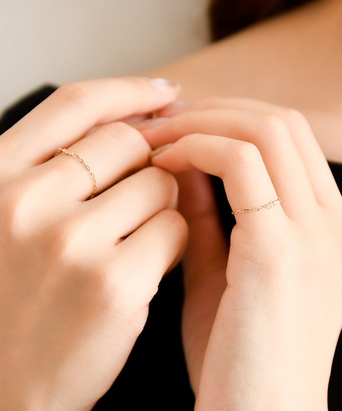 Phoebe（フィービィー）の「【K10】タイニービジューチェーンリング/BOX付き　ピンキーリング（リング・レディース・ゴールド・#13/#7/#11/#3）」の5枚目の写真