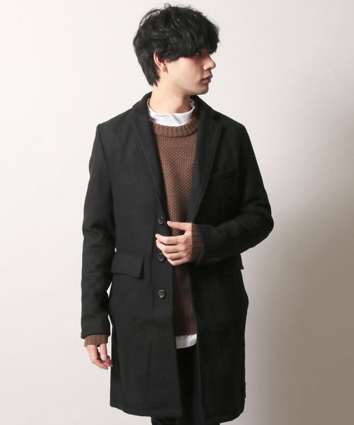 THE CASUAL(カジュアル)の「ウール混 メルトン チェスターコート(チェスターコート・メンズ・ワイン/チャコール/ブラック/ネイビー/グレー/カーキ/キャメル/ブラウン/ブルー系その他/その他/その他2/グレー系その他/ブルー系その他2/その他1/ブラック系その他/ブラウン系その他/グレー系その他2/モカ/ベージュ系その他/グレー系その他3・L/M/S/LL)」の3枚目の写真