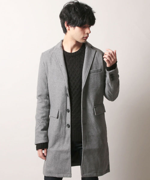 THE CASUAL(カジュアル)の「ウール混 メルトン チェスターコート(チェスターコート・メンズ・ワイン/チャコール/ブラック/ネイビー/グレー/カーキ/キャメル/ブラウン/ブルー系その他/その他/その他2/グレー系その他/ブルー系その他2/その他1/ブラック系その他/ブラウン系その他/グレー系その他2/モカ/ベージュ系その他/グレー系その他3・L/M/S/LL)」の5枚目の写真
