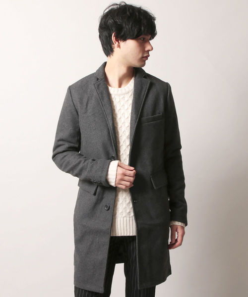 THE CASUAL(カジュアル)の「ウール混 メルトン チェスターコート(チェスターコート・メンズ・ワイン/チャコール/ブラック/ネイビー/グレー/カーキ/キャメル/ブラウン/ブルー系その他/その他/その他2/グレー系その他/ブルー系その他2/その他1/ブラック系その他/ブラウン系その他/グレー系その他2/モカ/ベージュ系その他/グレー系その他3・L/M/S/LL)」の7枚目の写真