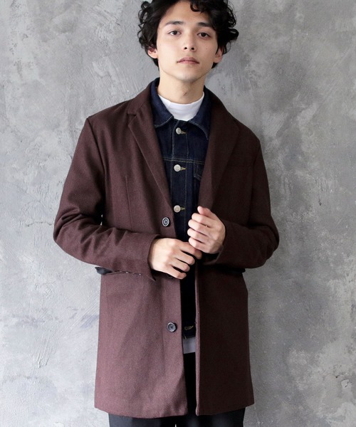 THE CASUAL(カジュアル)の「ウール混 メルトン チェスターコート(チェスターコート・メンズ・ワイン/チャコール/ブラック/ネイビー/グレー/カーキ/キャメル/ブラウン/ブルー系その他/その他/その他2/グレー系その他/ブルー系その他2/その他1/ブラック系その他/ブラウン系その他/グレー系その他2/モカ/ベージュ系その他/グレー系その他3・L/M/S/LL)」の9枚目の写真