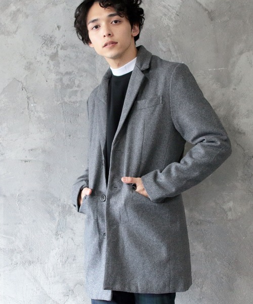 THE CASUAL(カジュアル)の「ウール混 メルトン チェスターコート(チェスターコート・メンズ・ワイン/チャコール/ブラック/ネイビー/グレー/カーキ/キャメル/ブラウン/ブルー系その他/その他/その他2/グレー系その他/ブルー系その他2/その他1/ブラック系その他/ブラウン系その他/グレー系その他2/モカ/ベージュ系その他/グレー系その他3・L/M/S/LL)」の4枚目の写真