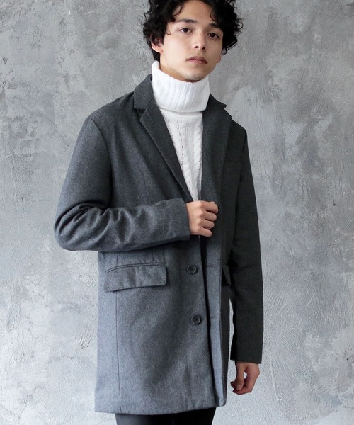 THE CASUAL(カジュアル)の「ウール混 メルトン チェスターコート(チェスターコート・メンズ・ワイン/チャコール/ブラック/ネイビー/グレー/カーキ/キャメル/ブラウン/ブルー系その他/その他/その他2/グレー系その他/ブルー系その他2/その他1/ブラック系その他/ブラウン系その他/グレー系その他2/モカ/ベージュ系その他/グレー系その他3・L/M/S/LL)」の6枚目の写真