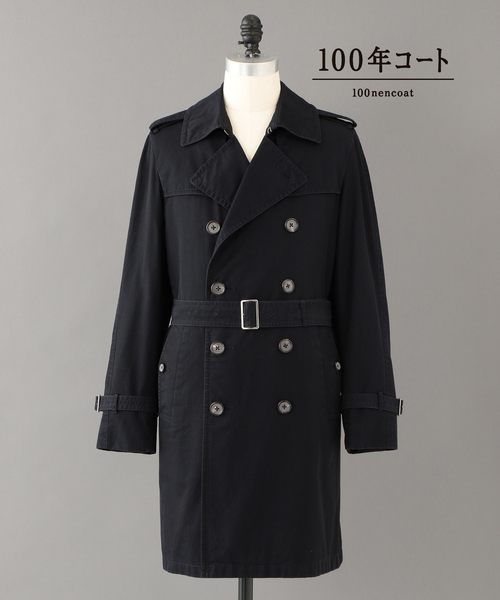 100年コート（ヒャクネンコート）の「＜100年コート＞エイジドダブルトレンチコート（トレンチコート・メンズ・ベージュ/ネイビー・S/L/LL/M）」の4枚目の写真