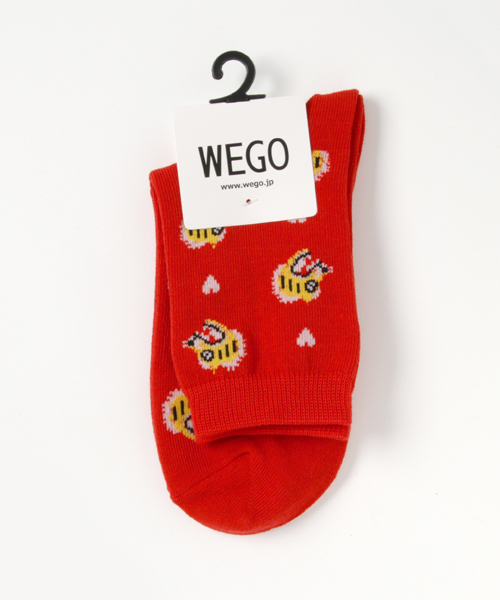 WEGO(ウィゴー)の「WEGO/タイガーハート柄ソックス(ソックス/靴下・レディース・ホワイト/ブラック/レッド・FREE)」の1枚目の写真