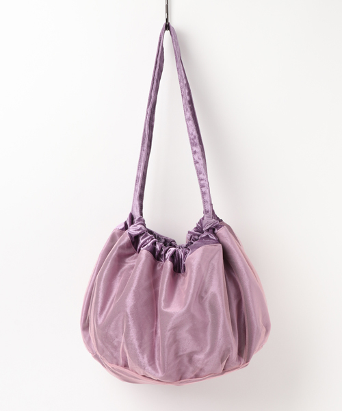 merlot plus(メルロープリュス)の「チュールベロアショルダーバッグ2414(ショルダーバッグ・レディース・ブラック/パープル/ベージュ/ワイン/イエロー・FREE)」の3枚目の写真