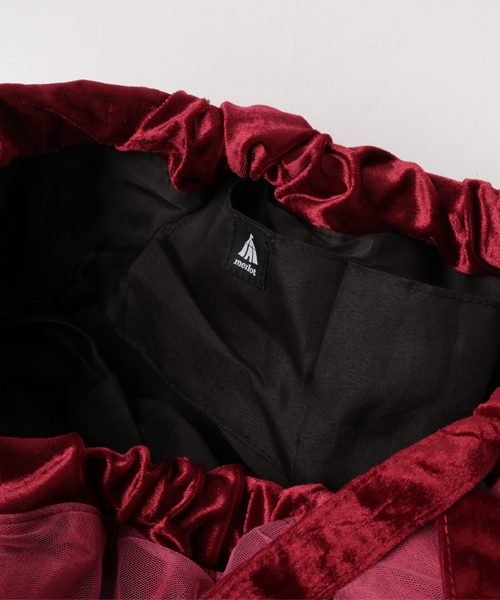 merlot plus(メルロープリュス)の「チュールベロアショルダーバッグ2414(ショルダーバッグ・レディース・ブラック/パープル/ベージュ/ワイン/イエロー・FREE)」の11枚目の写真