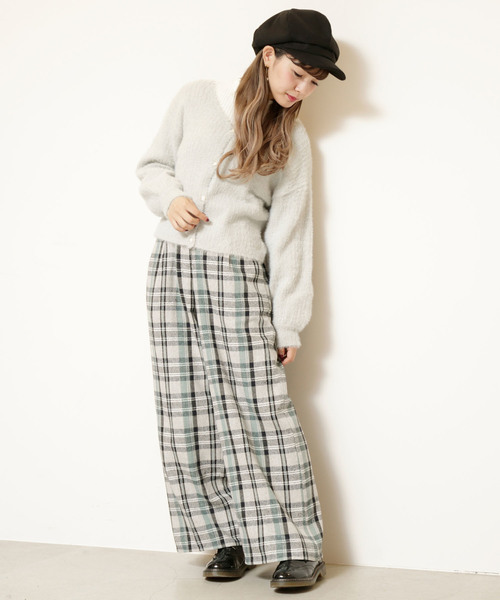 RAY CASSIN(レイカズン)の「チェックハイウエストワイドパンツ(その他パンツ・レディース・グレー/チャコールグレー/ワイン・FREE)」の12枚目の写真