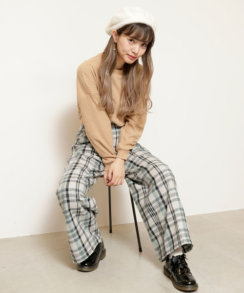 RAY CASSIN(レイカズン)の「チェックハイウエストワイドパンツ(その他パンツ・レディース・グレー/チャコールグレー/ワイン・FREE)」の13枚目の写真