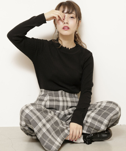 RAY CASSIN(レイカズン)の「チェックハイウエストワイドパンツ(その他パンツ・レディース・グレー/チャコールグレー/ワイン・FREE)」の20枚目の写真