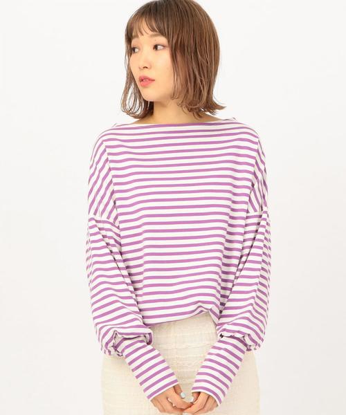 Another Edition（アナザーエディション）の「ドット・ボーダーLSL TEE（Tシャツ/カットソー・レディース・ネイビー/パープル・FREE）」の18枚目の写真