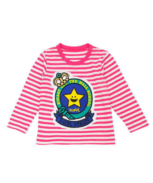 X-girl Stages（エックスガールステージス）の「L/S TEE “KIRAKY EMBLEM” （12M～3T）（Tシャツ/カットソー・キッズ・ブラック/ピンク/ネイビー・12M/2T/3T）」の3枚目の写真