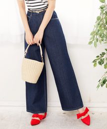KOBE LETTUCE | きれいめワイドシルエが美脚効果をプラス！バックウエストゴム☆ベーシックデニムワイドパンツ/レディースボトムス/ジーンズ[M2016]神戸レタス(デニムパンツ)