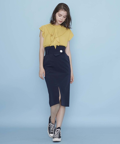 UNITED TOKYO（ユナイテッドトウキョウ）の「スプリットウエストスカート（スカート・レディース・グリーン/ネイビー/ベージュ・1/2）」の18枚目の写真