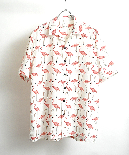 UP START（アップスタート）の「フラミンゴ柄オープンカラーシャツ