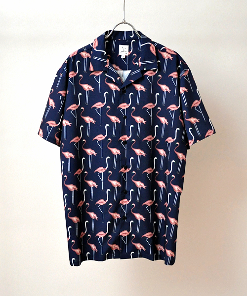 UP START（アップスタート）の「フラミンゴ柄オープンカラーシャツ