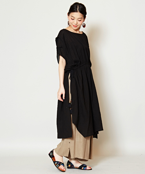 チャイハネ(チャイハネ)の「【チャイハネ】ロングスリット ビッグシルエットワンピース(ワンピース・レディース・ホワイト/ブラック/オレンジ/グリーン/イエロー/ブルー/レッド/パープル/ベージュ/カーキ/ライトブルー/レッド系その他/グリーン系その他/レンガ・FREE)」の19枚目の写真