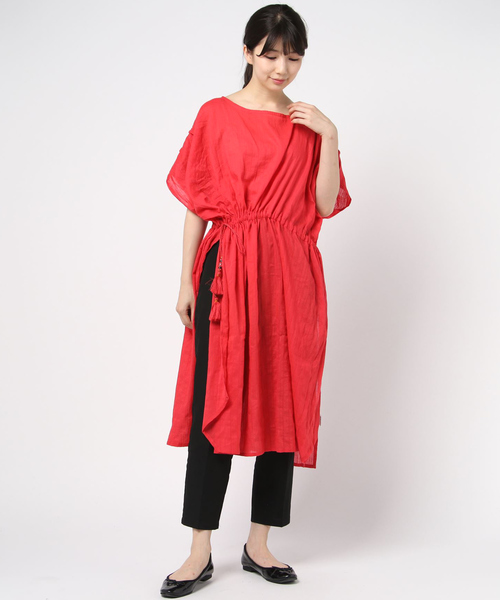 チャイハネ(チャイハネ)の「【チャイハネ】ロングスリット ビッグシルエットワンピース(ワンピース・レディース・ホワイト/ブラック/オレンジ/グリーン/イエロー/ブルー/レッド/パープル/ベージュ/カーキ/ライトブルー/レッド系その他/グリーン系その他/レンガ・FREE)」の11枚目の写真