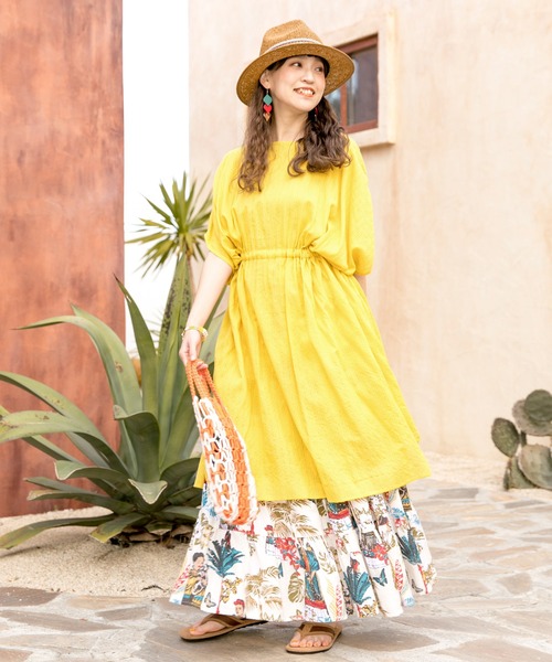 チャイハネ(チャイハネ)の「【チャイハネ】ロングスリット ビッグシルエットワンピース(ワンピース・レディース・ホワイト/ブラック/オレンジ/グリーン/イエロー/ブルー/レッド/パープル/ベージュ/カーキ/ライトブルー/レッド系その他/グリーン系その他/レンガ・FREE)」の10枚目の写真