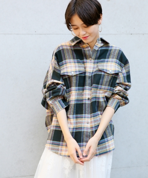 LOWRYS FARM（ローリーズファーム）の「ＢＩＧチェックシャツ　804840（シャツ/ブラウス・レディース・ブラウン/ネイビー/レッド・FREE）」の16枚目の写真