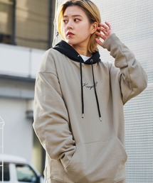 ▽WEB限定 KANGOL/カンゴール 別注ロゴ刺繍 オーバーサイズ プルオーバー フーディー パーカー