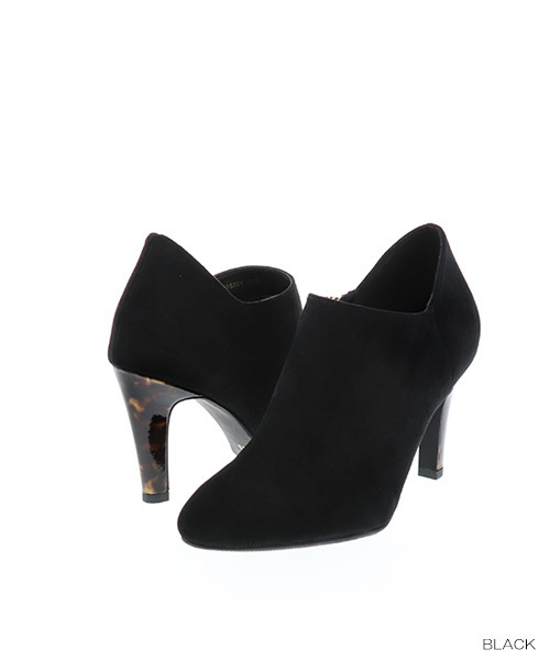 RANDA（ランダ）の「ストレスフリー/べっ甲ヒールブーティ（ブーツ・レディース・ブラック/グレー・23/24/25/22/25.5/22.5/24.5/23.5）」の3枚目の写真