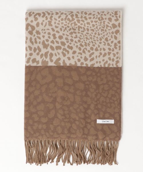 DouDou(ドゥドゥ)の「ヒョウ柄JQストール(ストール/ショール・レディース・ベージュ/グレー/アイボリー・FREE)」の1枚目の写真
