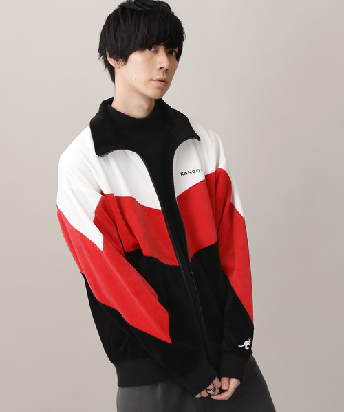 KANGOL（カンゴール）の「▽WEB限定 MONO-MART×KANGOL/カンゴール ビッグシルエット切り替えベロアフルジップブルゾン（ブルゾン・メンズ・レッド/ブルー/グリーン・FREE）」の3枚目の写真