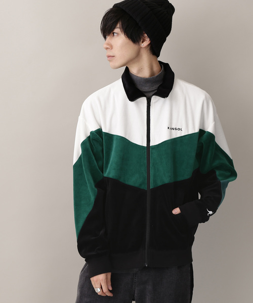 KANGOL（カンゴール）の「▽WEB限定 MONO-MART×KANGOL/カンゴール ビッグシルエット切り替えベロアフルジップブルゾン（ブルゾン・メンズ・レッド/ブルー/グリーン・FREE）」の2枚目の写真