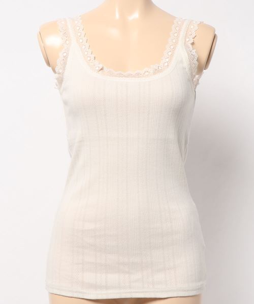 LOWRYS FARM（ローリーズファーム）の「パターンメッシュタンク　824493（タンクトップ・レディース・オフホワイト/ブラック/グレー/ベージュ/グリーン・LARGE/MEDIUM）」の2枚目の写真