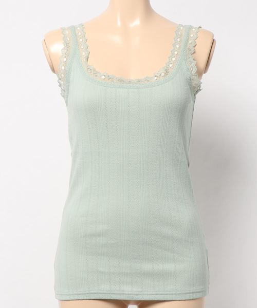 LOWRYS FARM（ローリーズファーム）の「パターンメッシュタンク　824493（タンクトップ・レディース・オフホワイト/ブラック/グレー/ベージュ/グリーン・LARGE/MEDIUM）」の5枚目の写真