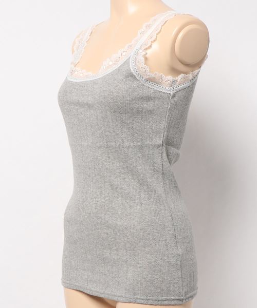 LOWRYS FARM（ローリーズファーム）の「パターンメッシュタンク　824493（タンクトップ・レディース・オフホワイト/ブラック/グレー/ベージュ/グリーン・LARGE/MEDIUM）」の6枚目の写真