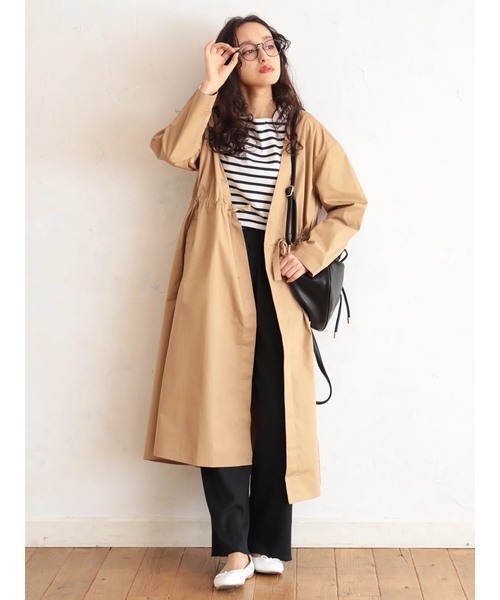 E Hyphen World Gallery イーハイフンワールドギャラリー の ノーカラーロングモッズコート ダウンジャケット コート Wear