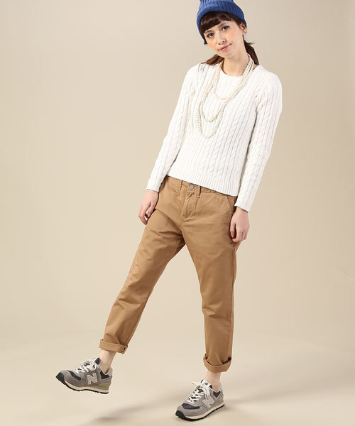 green label relaxing（グリーンレーベルリラクシング）の「GC テーパードチノパンツ ◆（チノパンツ・レディース・ベージュ/ネイビー/ライトピンク・36/40/38）」の2枚目の写真