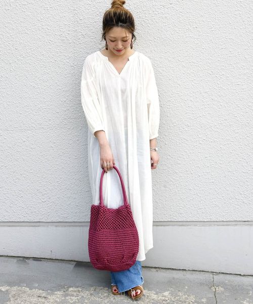 Khaju(カージュ)の「Khaju:2WAY羽織ワンピース◇(ワンピース・レディース・ホワイト/ピンク・ONE SIZE)」の1枚目の写真