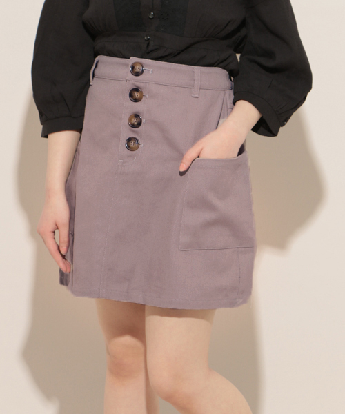 apres jour（アプレジュール）の「スコッチボタンデザイン台形スカート【ZOZOTOWN限定アイテム】（スカート・レディース・ブラック/オフホワイト/ラベンダー・フリー）」の3枚目の写真