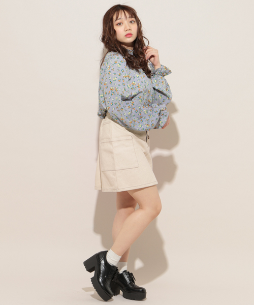 apres jour（アプレジュール）の「スコッチボタンデザイン台形スカート【ZOZOTOWN限定アイテム】（スカート・レディース・ブラック/オフホワイト/ラベンダー・フリー）」の6枚目の写真