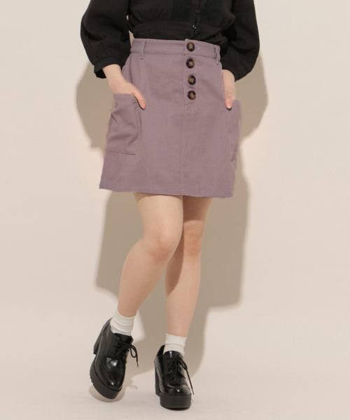 apres jour（アプレジュール）の「スコッチボタンデザイン台形スカート【ZOZOTOWN限定アイテム】（スカート・レディース・ブラック/オフホワイト/ラベンダー・フリー）」の9枚目の写真