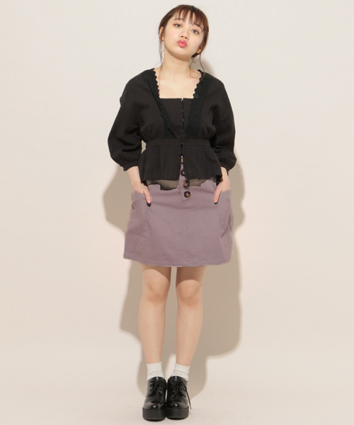 apres jour（アプレジュール）の「スコッチボタンデザイン台形スカート【ZOZOTOWN限定アイテム】（スカート・レディース・ブラック/オフホワイト/ラベンダー・フリー）」の12枚目の写真