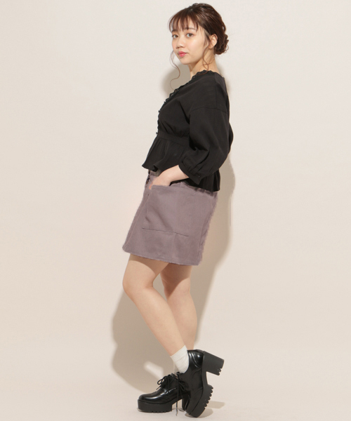 apres jour（アプレジュール）の「スコッチボタンデザイン台形スカート【ZOZOTOWN限定アイテム】（スカート・レディース・ブラック/オフホワイト/ラベンダー・フリー）」の13枚目の写真