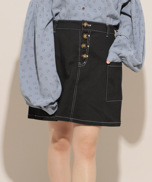 apres jour（アプレジュール）の「スコッチボタンデザイン台形スカート【ZOZOTOWN限定アイテム】（スカート・レディース・ブラック/オフホワイト/ラベンダー・フリー）」の14枚目の写真