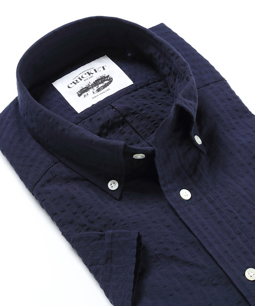 Cricket（クリケット）の「「Cricket」クリケット シアサッカー無地 半袖ボタンダウンカラーシャツ 日本製（シャツ/ブラウス・メンズ・ホワイト/ネイビー・L/M/LL）」の11枚目の写真