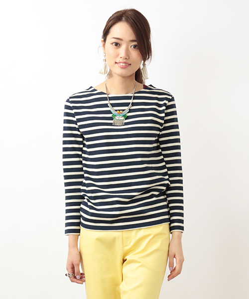 BEAMS LIGHTS Women's(ビームスライツ ウィメンズ)の「BEAMS LIGHTS× CHANTECLAIR / ボーダープルオーバー(Tシャツ/カットソー・レディース・ネイビー/オフホワイト/ブラウン系その他・38/36)」の1枚目の写真