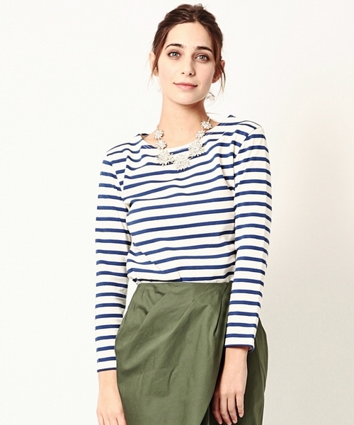 BEAMS LIGHTS Women's(ビームスライツ ウィメンズ)の「BEAMS LIGHTS× CHANTECLAIR / ボーダープルオーバー(Tシャツ/カットソー・レディース・ネイビー/オフホワイト/ブラウン系その他・38/36)」の2枚目の写真